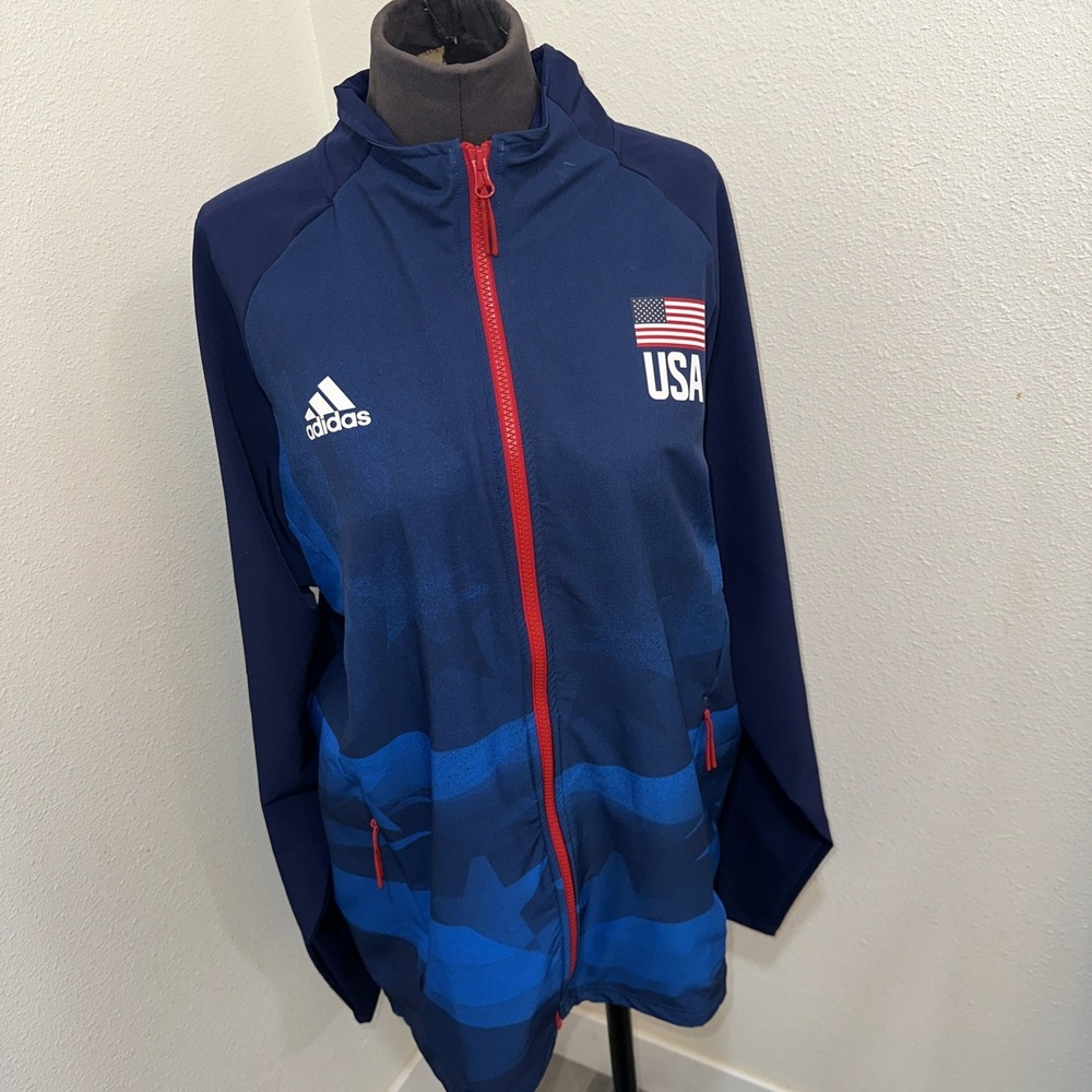 Adidas Team USA Volleyball Full Zip‎ Women Warm Up Track Jacket Sz M
